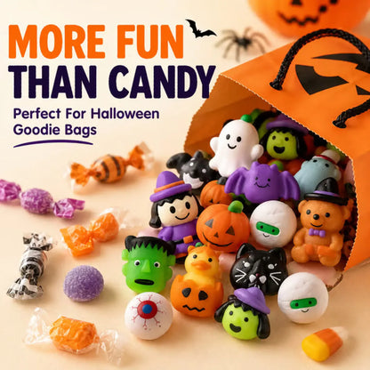 Halloween Squishies Stress Relief Toy Set (30pcs + Pumpkin Bucket)